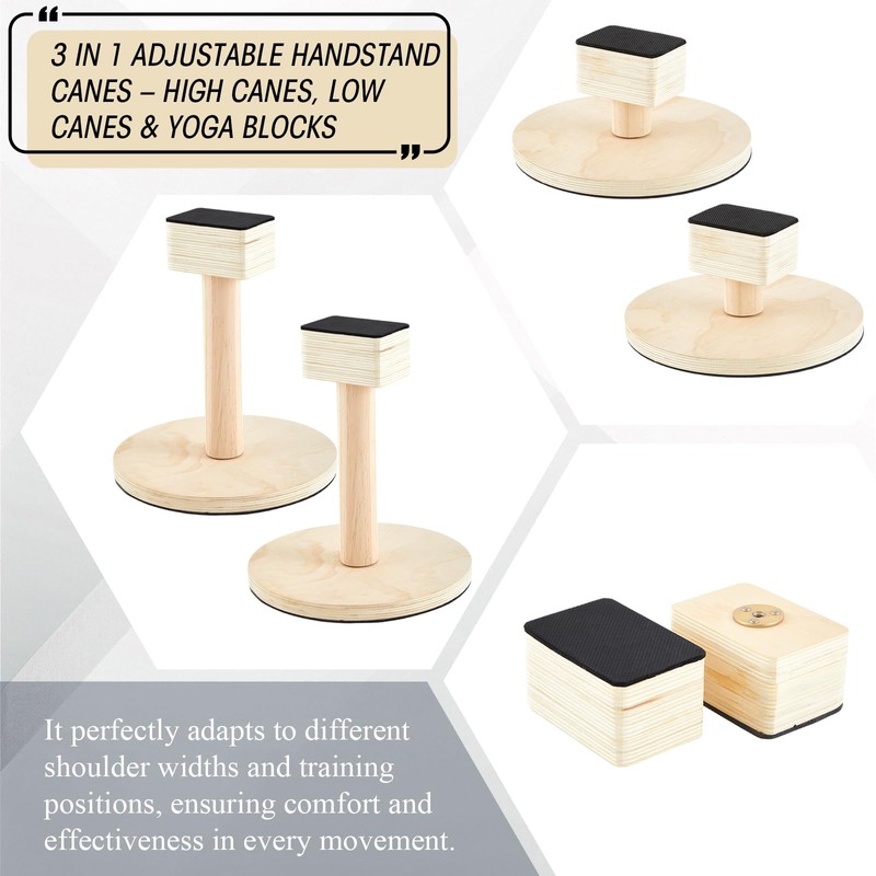 Skylety 3 in 1 Adjustable Handstand Canes High Low Canes,