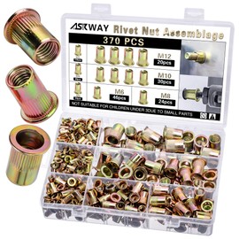 ASKWAY Rivet Nuts 370PCS, Metric Thread Rivet Nut Assembly Kit, Suitable for Automotive, Furniture Decoration, Sheet Metal Assembly and Industrial Products