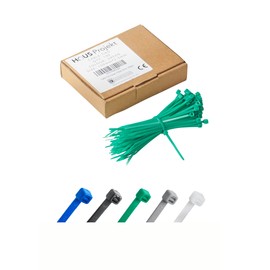Haus Projekt Green 100x2.5mm Small Cable Ties, 100pcs Premium Industrial Multi-Purpose Plastic Small Zip Tie Wraps, Indoor and Outdoor Use, Cable Management, Wires, Office, Garden, Green Cable Ties