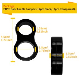 Jiehaojia 24 Pcs Door Stop, Black & Transparent PVC Door Handle Bumper, Door Slam Protector, Wall Guard, 12 Pcs Each Color, 17/15mm Ring Diameter