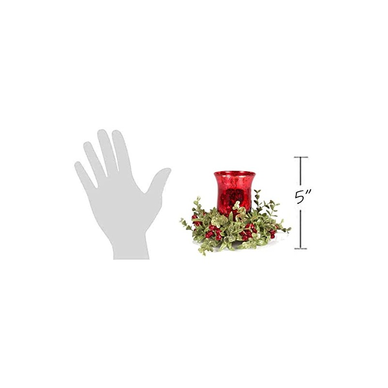 Ganz Kissing Krystals Small Red Mecury Glass Hurrican Candle Holder