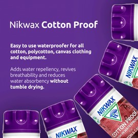 Nikwax COTTON PROOF Wash-in Waterproofing for Cotton Fabric, Polycotton & Canvas Clothing and Equipment. Adds Water Repellency & Revives Breathability (300ml)