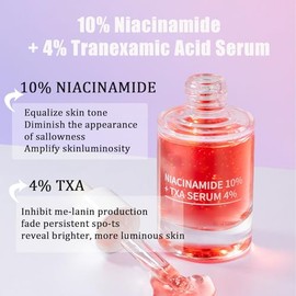 Evolvique 10% Niacinamida+ 4% Txa Serum - Suero De Niacinamida Para Rostro - Cuidado De La Piel Reductora De Enrojecimiento - Cuidado De La Piel Facial Para Reafirmar, Suavizar, Nutrir - Minimizador D