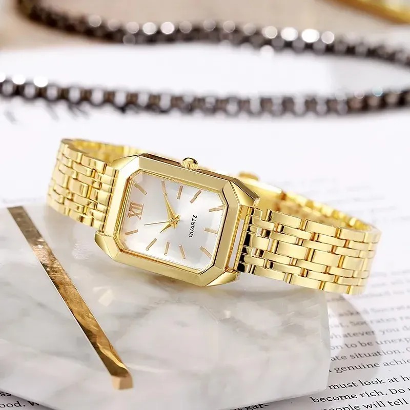 Reloj De Mujer Original Impermeable Moda Dorado