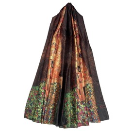 GFM® Silk Blend Painting Based Summer Scarf - Klimnt The Kiss Brown - (FS-VSLK-SC-5025-A)