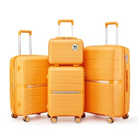 Luggage Sets 4 Piece (14/20/24/28) Lightweight Expandable Polypropylene Suitcase - Orange