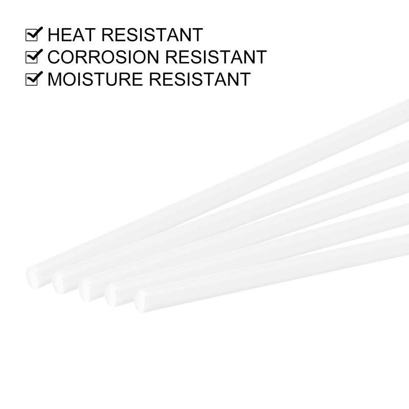 sourcing map 10 Pcs White Plastic Rods 1.5 x 250mm
