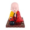 EatingBiting Little Monk Figurine Solar Buddha Monk Shaking Head Statue