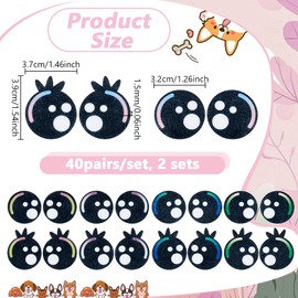 AHANDMAKER 80pcs Round Felt Eyes 39mm Craft Safety Eyes with Lashes 5 Colors Craft Noses Doll Craft Accessary for Craft Amigurumi Puppet Plush Stuffed Animals