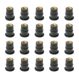 JNNJ Pack of 20 Motorcycle Windscreen Nuts, M5 Rubber Well Nuts, Windscreen Screws Rubber Boats, Windshield Screws Well-Groove Bolts (9.5 mm)