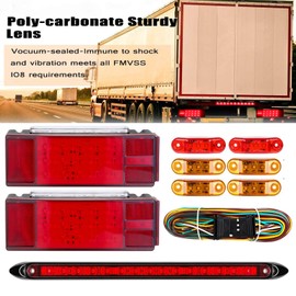Submersible Boat Trailer Lights, LED Trailer Lights for Utility Trailer, Stop Brake White Backup Reverse License Plate Lights with Wiring Harness, Side Marker, 3rd Light Bar for Boat RV Truck