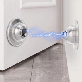 No-Drill Magnetic Door Stopper & Protector Door Stopper Black 3ea