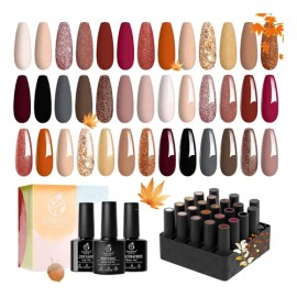 Kit Esmaltes De Gel Otoño Invierno 2023 Nude Rosa Cafe 20pc                                                                                           