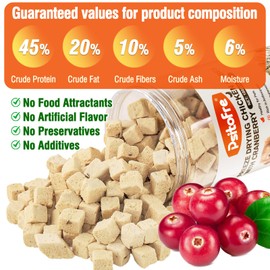 Psitofre Freeze-Dried Chicken Cat Treats, Chicken Cube Snacks with Cranberry for Pets, High Protein Chickens Dog Treat Bite-Sized Pieces