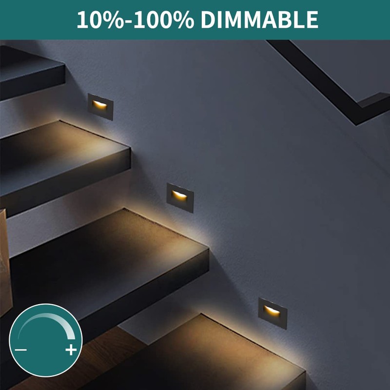 120V Dimmable LED Step Lights, 3000K/4000K/5000K, 12-Pack | Line Voltage