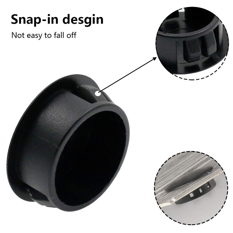 Qjaiune 1 Inch / 25mm Black Plastic Hole Plugs, Flush