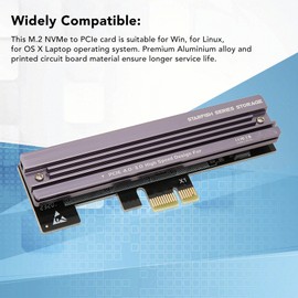Nvme PCIe 4.0 Adapter, M.2 Nvme SSD to PCIe X1/X4/X8/X16 Card with Heat Sink, Support M.2 Nvme 2230/2242/2260/2280, 750MB/s Nvme SSD Expansion Card for Windows, Linux, OS X