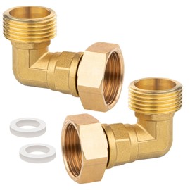 Pack of 2 Brass Movable Screw Connections, 1 Inch Female x AG 90 Degree Bend, G1 Inch Brass Angle 90°, DN 25 Pipe Angle Elbow, Thread Fitting, for Water Installations and Central Heating Systems
