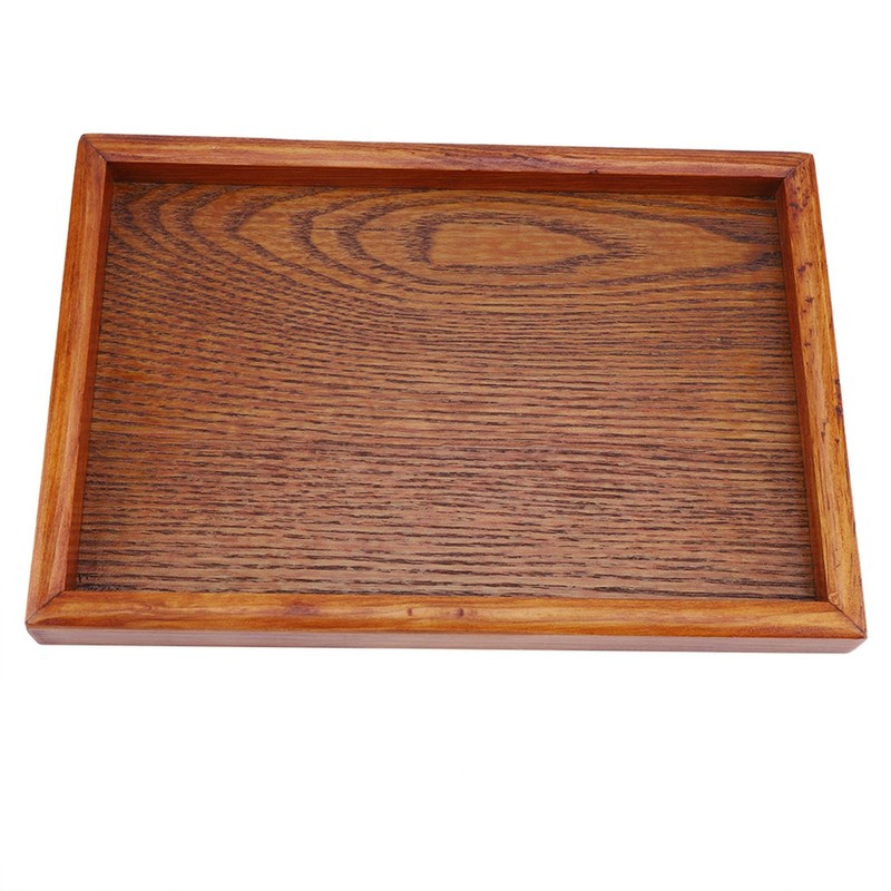 Rectangular Wooden Tea Container Serving Table Plate Snack Food Storage