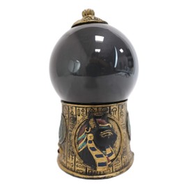 Ebros Egyptian Mythology Goddess of Protection and Cats Bastet and Winged Scarab Black Chaos Sandstorm Ball Statue with Hieroglyphs 7" Tall Gods of Egypt Mythical Decor Sand Storm Gazing Balls
