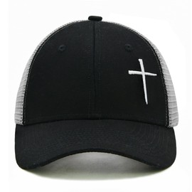 WALNOVA Christian Trucker Cap for Men Women, Jesus Cross Faith Baseball Cap Christian Religious Gifts, Black
