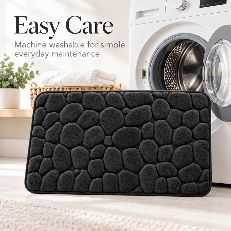 3D Cobblestone Embossed Bathroom Mat Quick Dry Absorbent Floor Rug