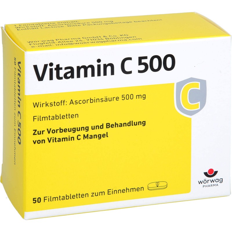 VITAMIN C 500 Film-Coated Tablets Pack of 50