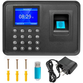 HIOFCSIR Clock in Machine for Employees,Fingerprint Time Clock with Multilingual Support for Small Business,Automatic Clock in and Out Attendance Machine