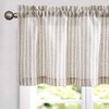 TOPICK Net Curtain Striped Linen Curtains with Stripes Kitchen Curtain