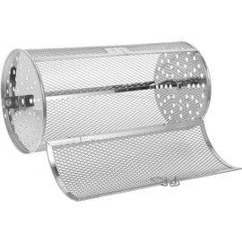 Rotisserie Basket 360-Degree Rotating for Air Fryer & Oven – Stainless Steel, Movable Door, Perfect for Chicken Wings, Veggies & Coffee Beans – Ideal for Home Bakers & Grill (130mm*195mm)