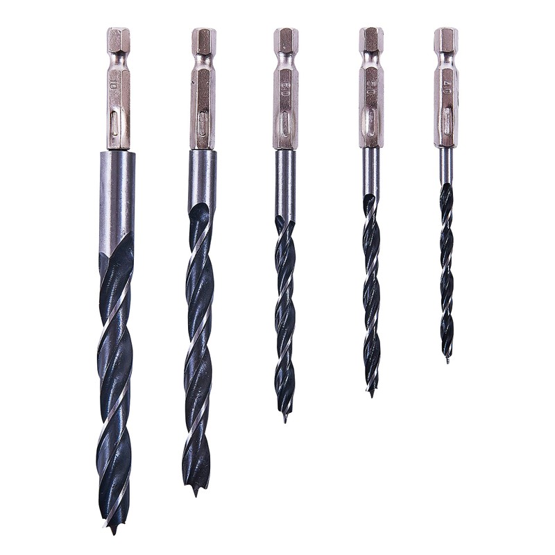 Amtech F1735 5 Piece hex shank wood drill bit set