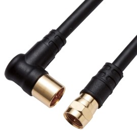 DX Antenna TV Antenna Cable, 9.8 ft (3 m), Firmly Connected, Screw Type F Plug, One-Touch Connection, L-Shaped Plug [Supports 2K 4K 8K (3224MHz)], High Shielded Low Loss Cable, Black EC-4W3FLBK(H)