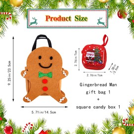 DHinkyoung Felt Christmas Treat Bags and Candy Box, Reusable Christmas Doll Gift Bags, Knitted Doll Gift Bags+Coin Purse for Children Holiday Parties Xmas Tree Hanging Decorations (Gingerbread Man)