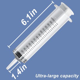 2 Pack Large Syringes, Large Plastic Garden Industrial Syringes for Scientific Labs, Measuring, Watering, Refilling, Filtration Multiple Uses (150 ML)