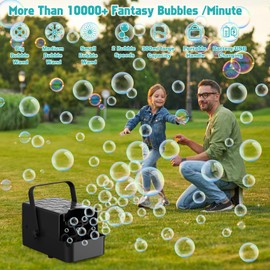 PANACARE Upgraded Bubble Machine with 2 Speeds, 10000+ Bubbles/Min,make Big/Medium/Small Bubble/Automatic Bubble Maker for Toddlers Summer Bubble Gift for Indoor Outdoor Parties Birthday Wedding