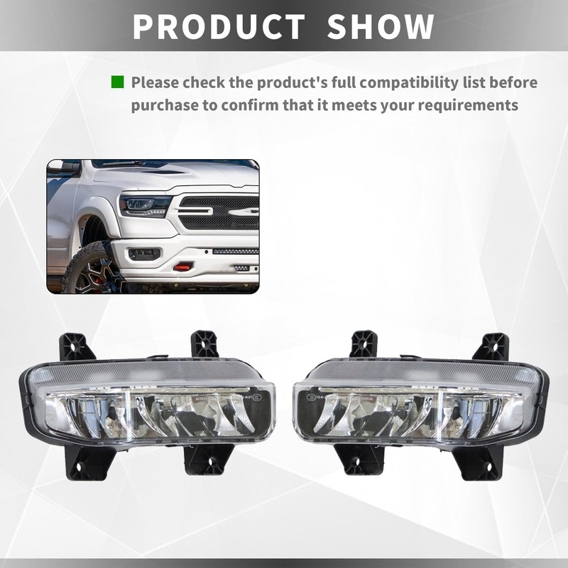 Yunnergo Fog Light Compatible with 2019 2020 2021 2022 RAM