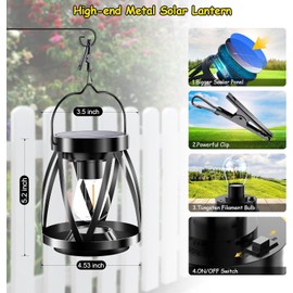 SENDALE Solarlampen für Außen Hängend,2 Stück Solarlaterne für Außen mit Größer LED-Glühbirne,IP65 Wasserdicht Solarleuchten für Außen für Terrasse Rasen Balkon Hof Gartendeko