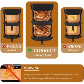 akulife 100PCS Ninja DoubleStack XL 9.5L Air Fryer Liners, Dual Air Fryer Paper Liners for Ninja Stack SL400ANZ, AF400ANZ, Tower T17088, Ninja Double Stack Air Fryer Accessories, Ninja Stack Insert