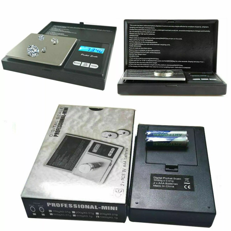 Battery Connection Pocket Scale 1000g x 0.1g Digital Jewelry Gold