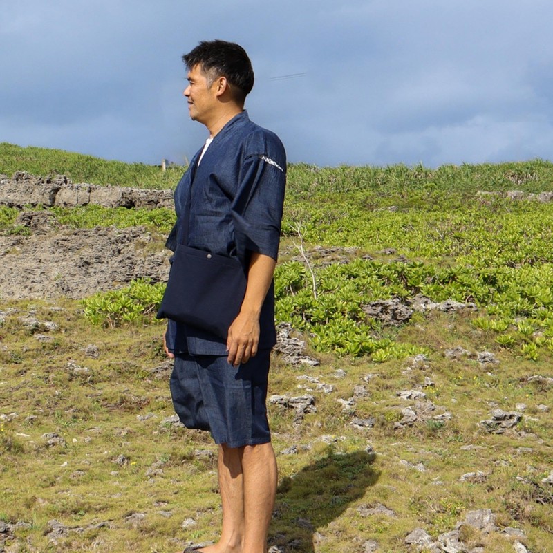 Edo-Ten Sacoche Crossbody Bag, Made in Japan, 100% Cotton, Shoulder