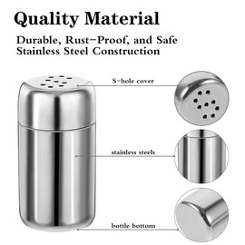 YKEBVPW 2Pieces Stainless Steel Salt and Pepper Shakers Set Metal Salt Pepper Dispensers with Lid Refillable Travel Size "S" Caps Silver Shakers for Kitchen Counter Camping Options