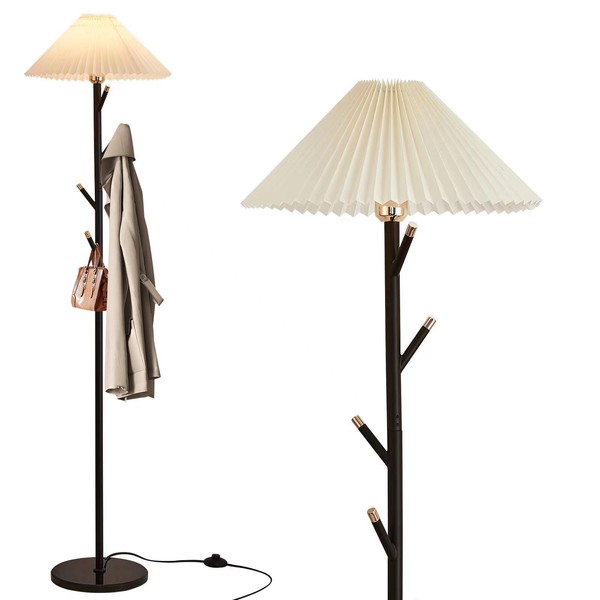 Unique Floor Lamps Modern,Black Simple Floor Lamp with Coat Rack,Tree