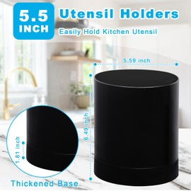 WDFCN Extra Larae Rotating Black Utensil Holder Plastic Kitchen Utensils Caddy 360°Cutlery Holder 3 Compartment Utensil Pot Rotating Utensil Organizer Utensil Crocks For Kitchen Countertop