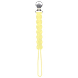 Three Little Tots All Silicone Modern, Short and Safety Tested Pacifier Clip (Baby Yellow, Waverly)