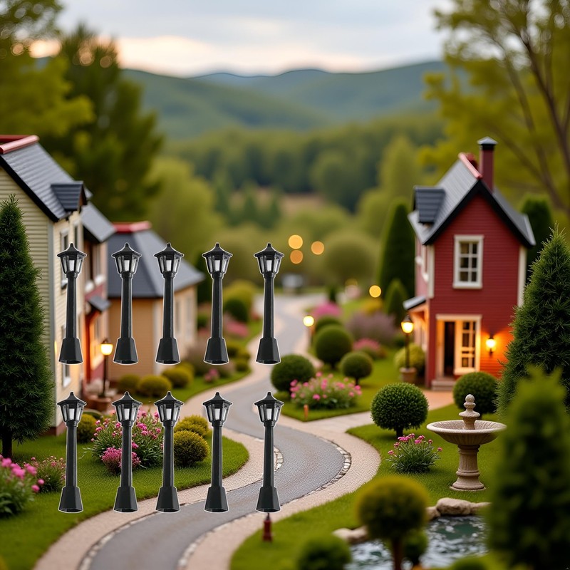 aoukoslt 10PCS Mini Street Light Model Railway Train Lamp Miniature