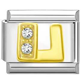 Quiges 9 mm Italian Style Charm Model Stainless Steel Alphabet Letter U for Italy Charm Bracelets