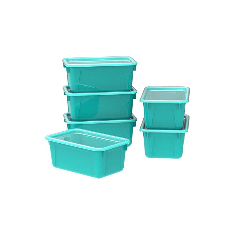 Storex Industries 624-12U05 Storex Small Cubby Bin W/Cover 12.2"X7.8"X5.1" Green