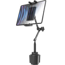 Car Cup Holder Tablet Mount for 4.7-13" iPad & Phone, Extra-Length Metal Arm（12.9"） Truck Cup Tablet Holder with 360° Adjustable Arm, Cupholder for iPad Pro, Air, Mini, Galaxy Tab, Fire HD
