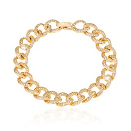 Richapex Tennis Bracelet for Women 18K Gold Plated Elegant Trendy Blue Stones Leaf Gold Bracelets with Cubic Zirconia