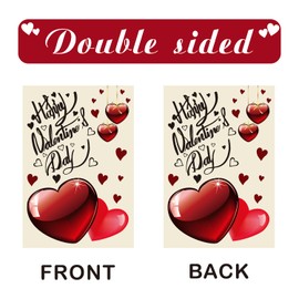 Valentines Day Garden Flag, 12 x 18 Inch Valentine Flag Love Heart Valentines Day Flag Double Sided Burlap Happy Valentine’s Day Garden Flag for Outdoor Valentines Day Garden Decoration